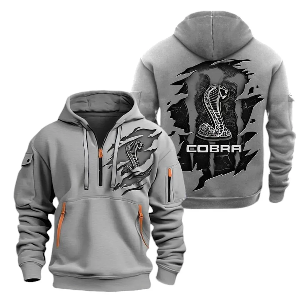 Street Racing Auto Collectors Gift Hoodie Half Zipper, Fan Pride Half-Zip Hoodie CAR021 - Gray