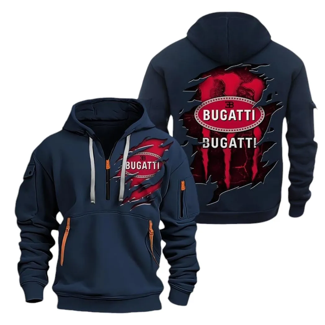 Record-Breaking Auto Lovers Gift Hoodie Half Zipper, Casual Sport Half-Zip Hoodie CAR021 - Navy