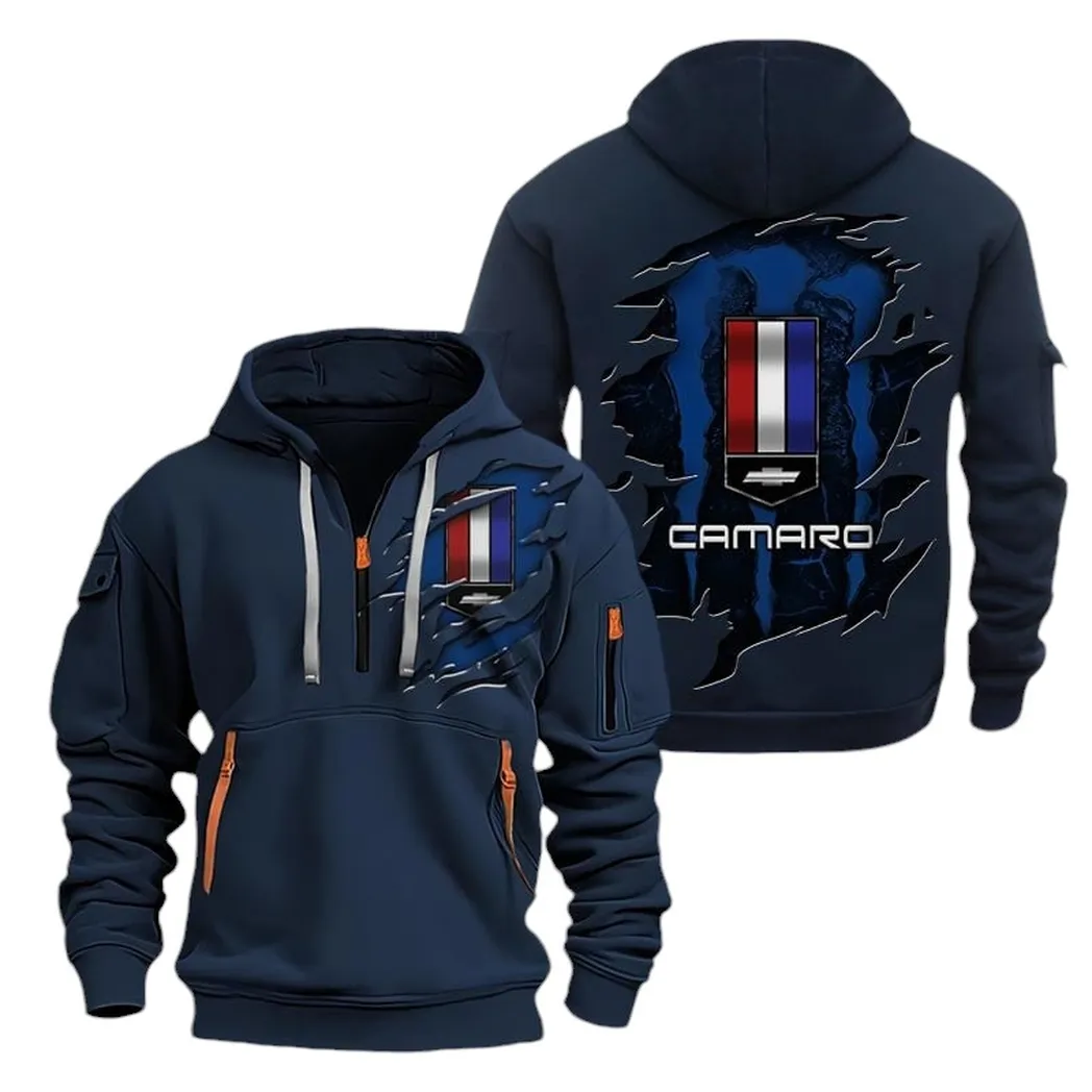 Iconic Muscle Ride Enthusiasts Gift Hoodie Half Zipper, Sport Spirit Hoodie CAR021 - Navy