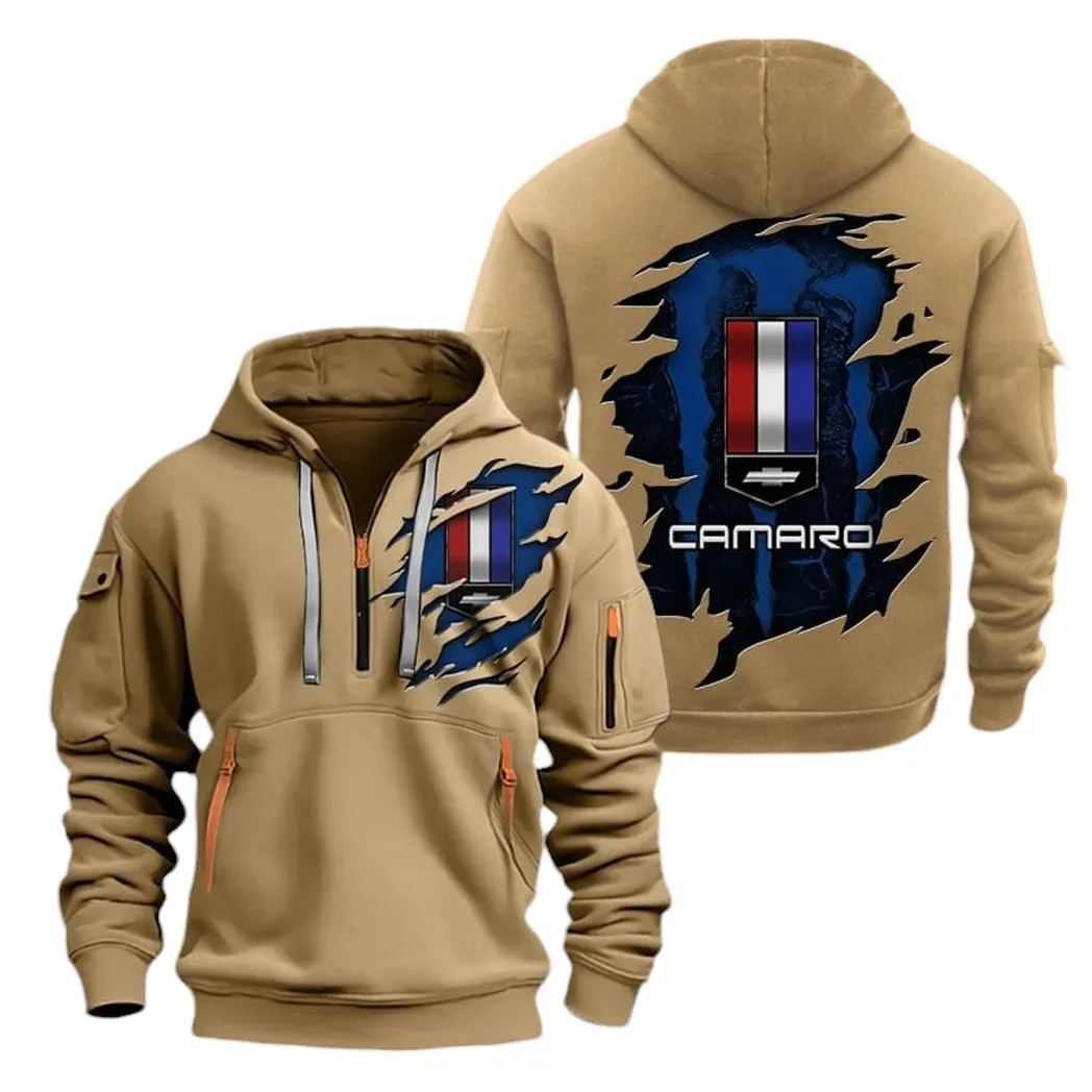 Classic Road Car Lovers Gift Hoodie Half Zipper, Everyday Fan Hoodie CAR021 - Khaki