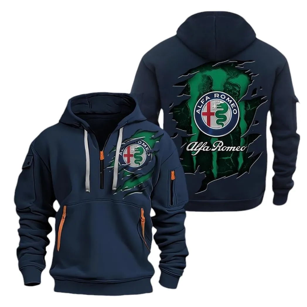 Sport Sedan Enthusiasts Gift Hoodie Half Zipper, All-Season Fan Half-Zip Hoodie CAR021 - Navy