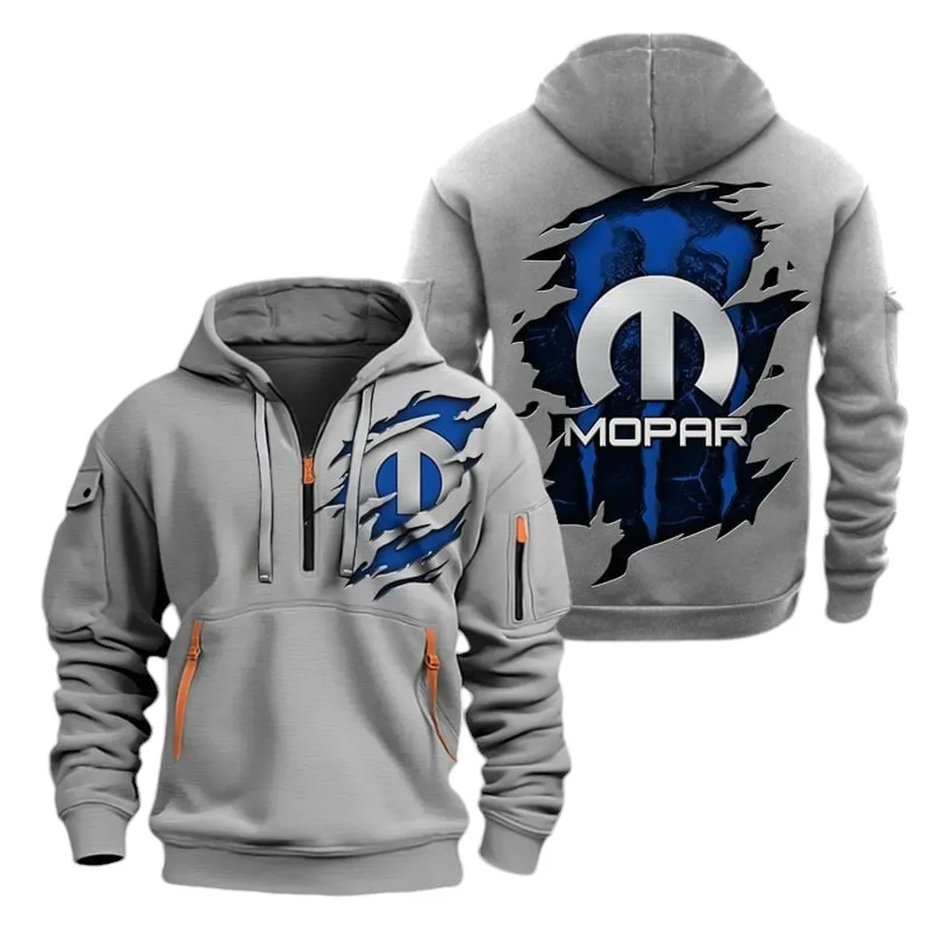 Vintage Car Tuning Collectors Gift Hoodie Half Zipper, Warm Up Hoodie CAR021 - Gray