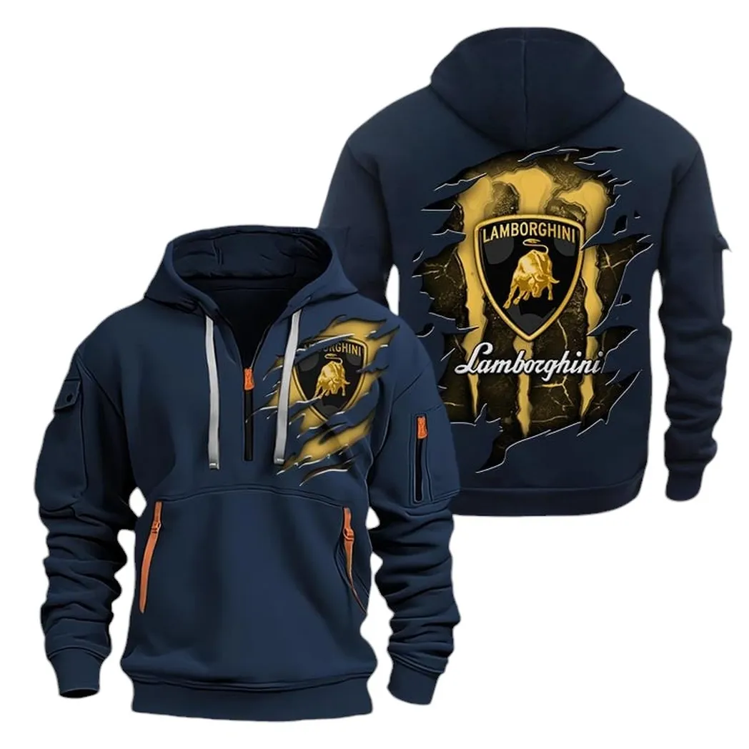 Exotic Sports Car Collectors Gift Hoodie Half Zipper, Game Time Hoodie CAR021 - Navy