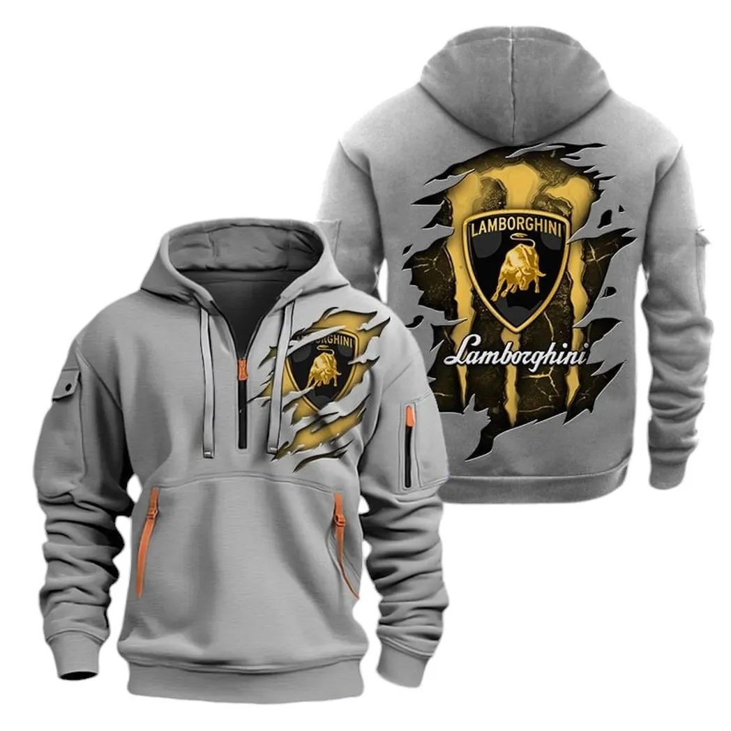 Iconic Supercar Ride Enthusiasts Gift Hoodie Half Zipper, Sporty Fan Half-Zip Hoodie CAR021 - Gray