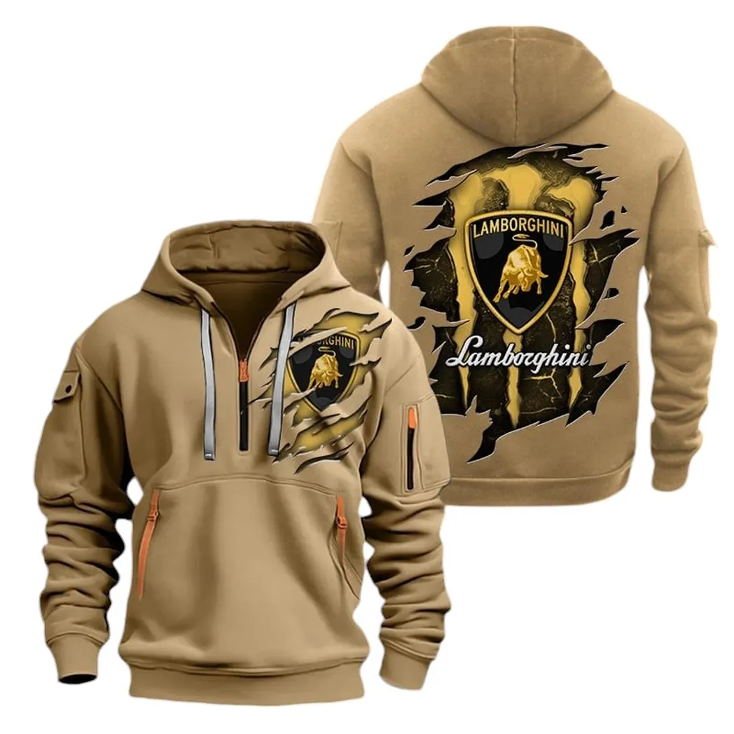 Extreme Power Vehicle Owners Gift Hoodie Half Zipper, Casual Sport Half-Zip Hoodie CAR021 - Khaki