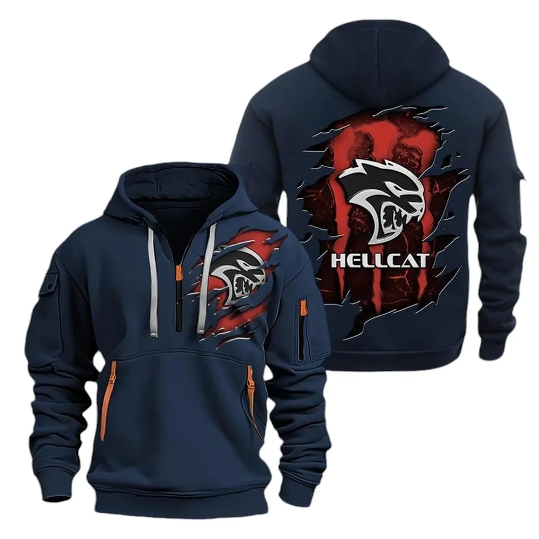 Turbo Muscle Owners Gift Hoodie Half Zipper, All-Season Fan Half-Zip Hoodie CAR021 - Navy
