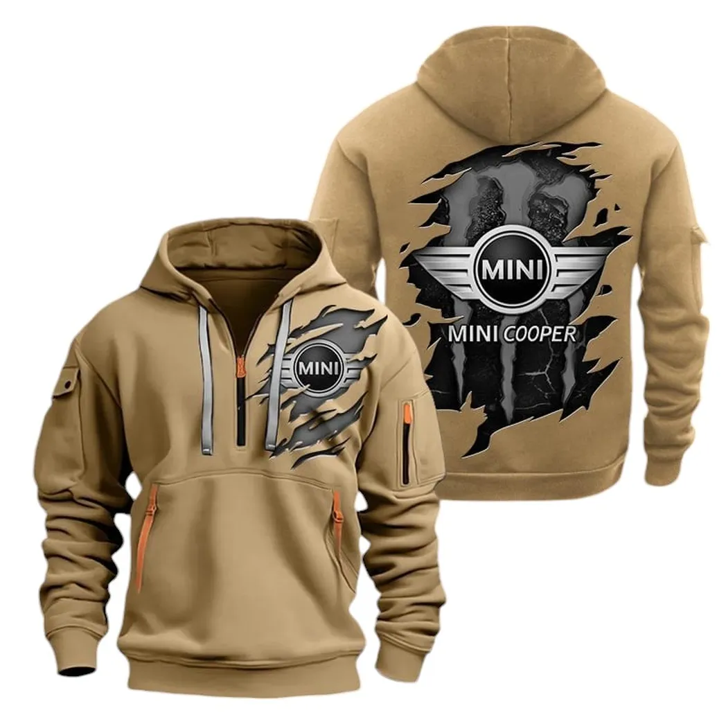 Compact Car Fans Gift Hoodie Half Zipper, All-Season Fan Half-Zip Hoodie CAR021 - Khaki
