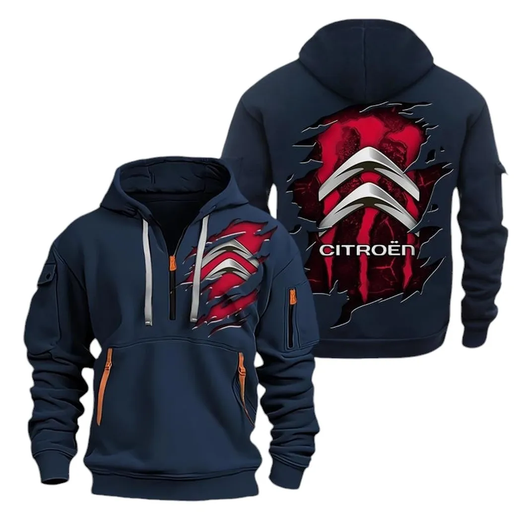 City Car Fans Gift Hoodie Half Zipper, Supporter Style Half-Zip Hoodie CAR021 - Navy