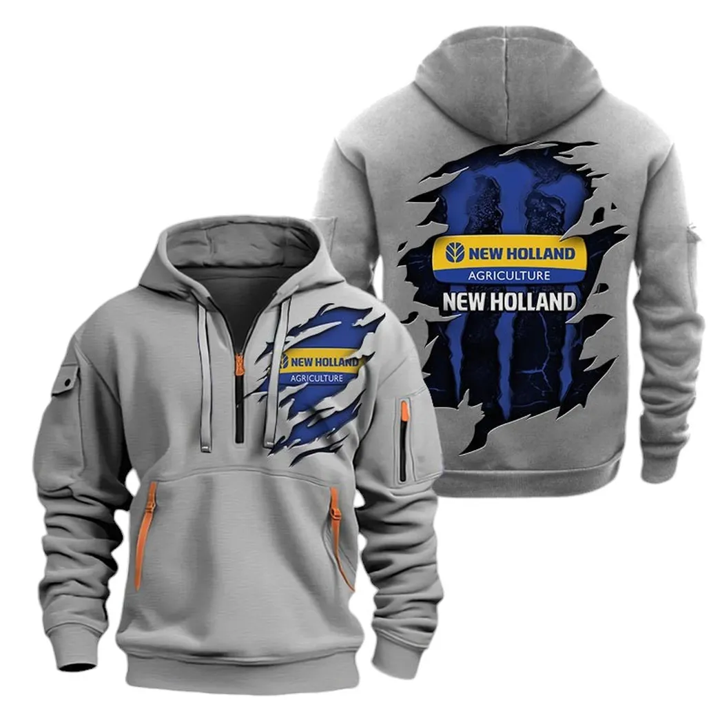 Plowing Tractor Owners Gift Hoodie Half Zipper, All-Season Fan Half-Zip Hoodie CAR032 - Gray