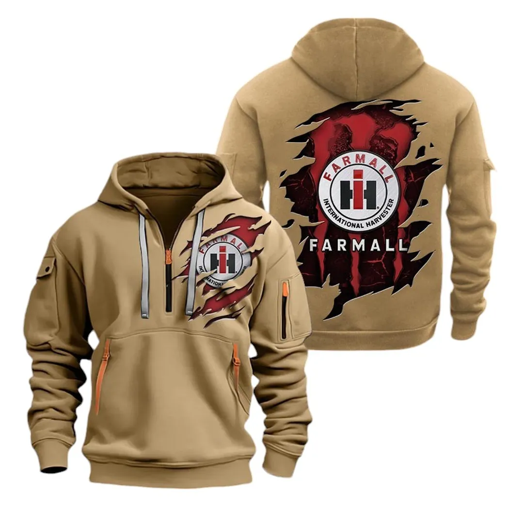 Vintage Field Machine Lovers Gift Hoodie Half Zipper, Active Supporter Half-Zip Hoodie CAR032 - Khaki