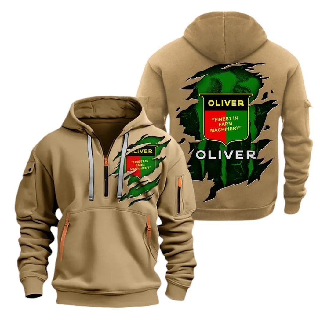 Traditional Crop Mover Fans Gift Hoodie Half Zipper, Sporty Fan Half-Zip Hoodie CAR032 - Khaki