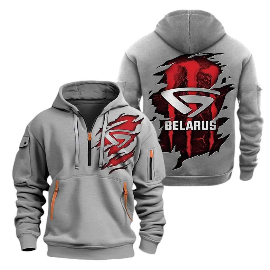 Farming Vehicle Owners Gift Hoodie Half Zipper, True Fan Hoodie CAR032 - Gray