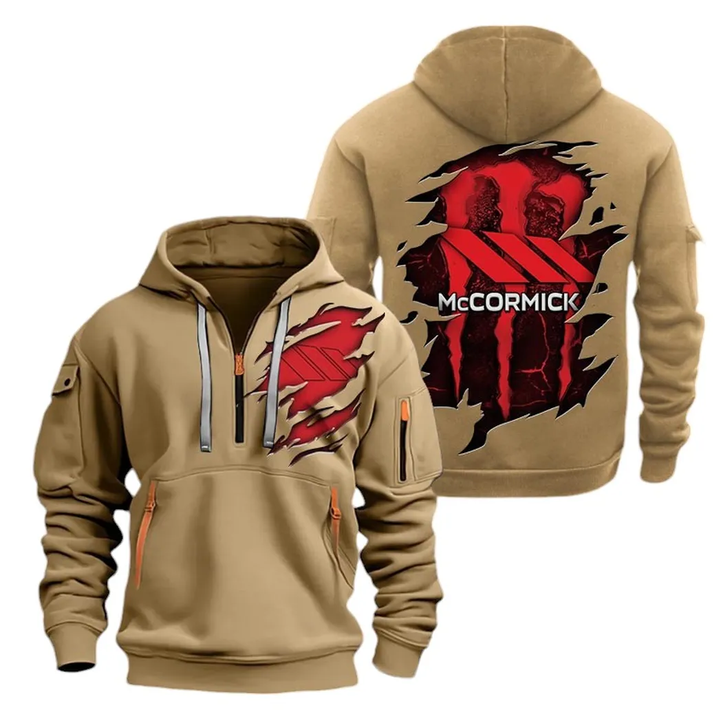 Agricultural Tractor Collectors Gift Hoodie Half Zipper, Game Day Half-Zip Hoodie CAR032 - Khaki