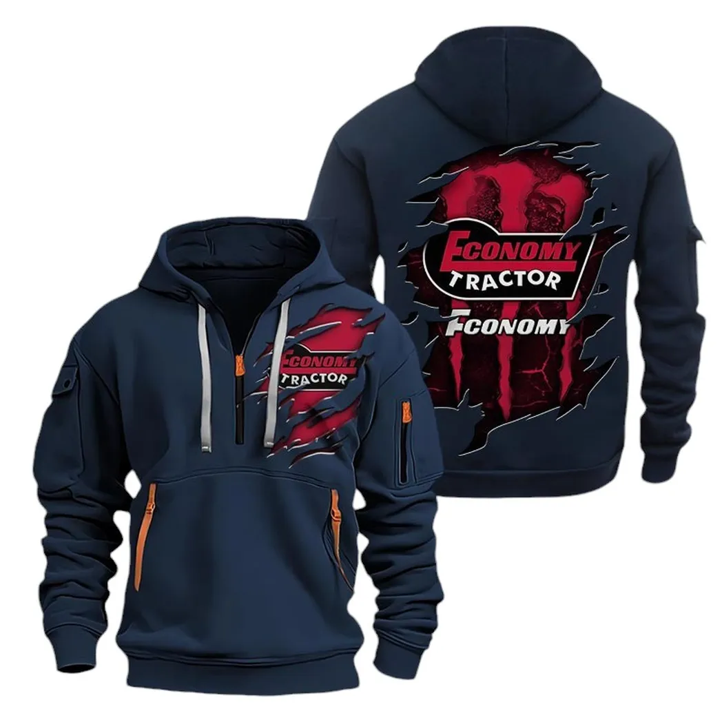 Plowing & Tillage Tractor Fans Gift Hoodie Half Zipper, True Fan Hoodie CAR032 - Navy