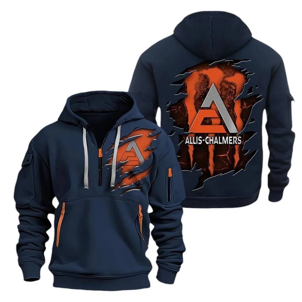 Agricultural Tractor Fans Gift Hoodie Half Zipper, Sport Spirit Hoodie CAR032 - Navy