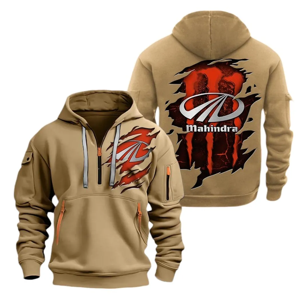 Heavy-Duty Tractor Fans Gift Hoodie Half Zipper, Classic Sport Half-Zip Hoodie CAR032 - Khaki