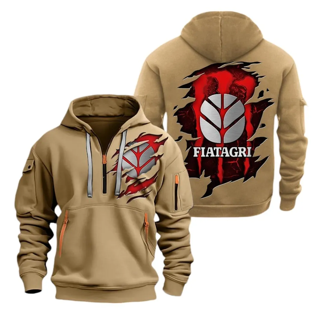 Farmpro Machines Collectors Gift Hoodie Half Zipper, Performance Fan Hoodie CAR032 - Khaki