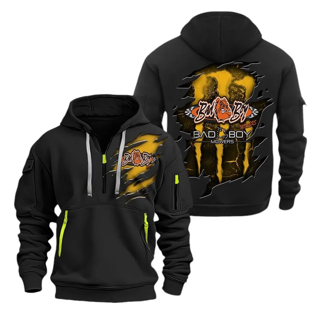 Grass Cutter Fans Gift Hoodie Half Zipper, Casual Sport Half-Zip Hoodie CAR032 - Black