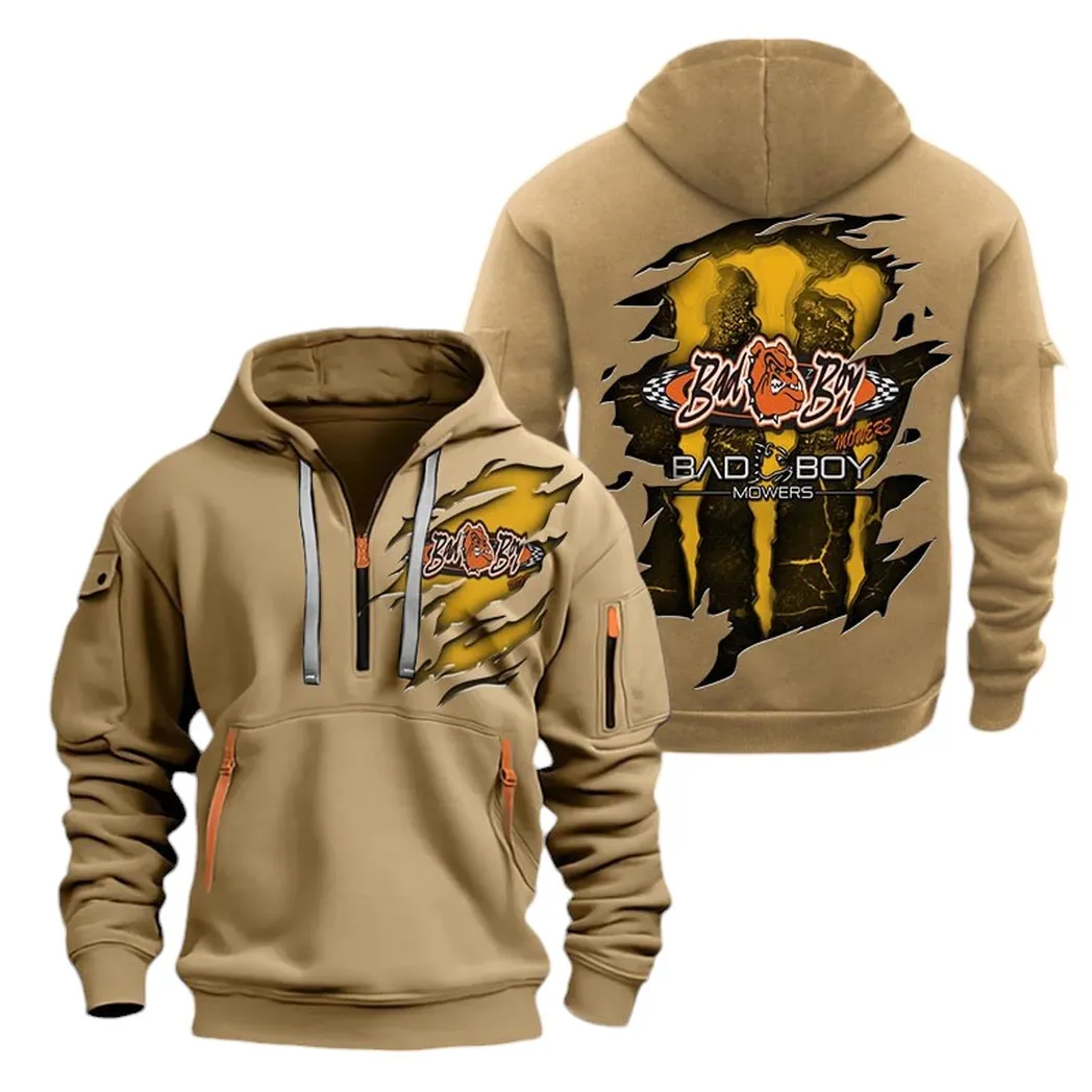 Garden Tractor Fans Gift Hoodie Half Zipper, Casual Sport Half-Zip Hoodie CAR032 - Khaki