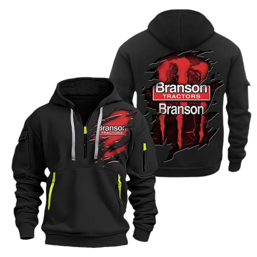 Agricultural Tractor Enthusiasts Gift Hoodie Half Zipper, Bold Energy Hoodie CAR032 - Black