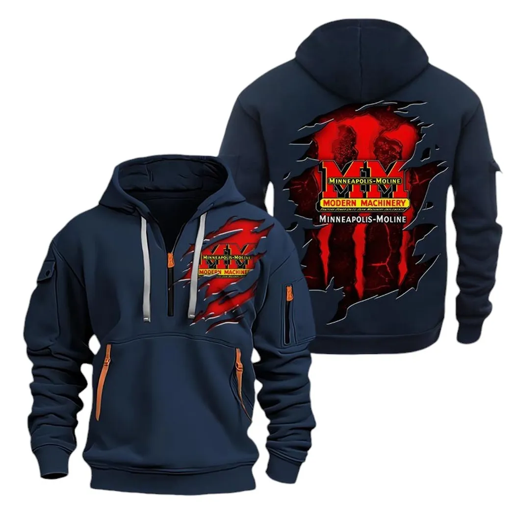 Heritage Tractor Owners Gift Hoodie Half Zipper, Bold Fan Hoodie CAR032 - Navy