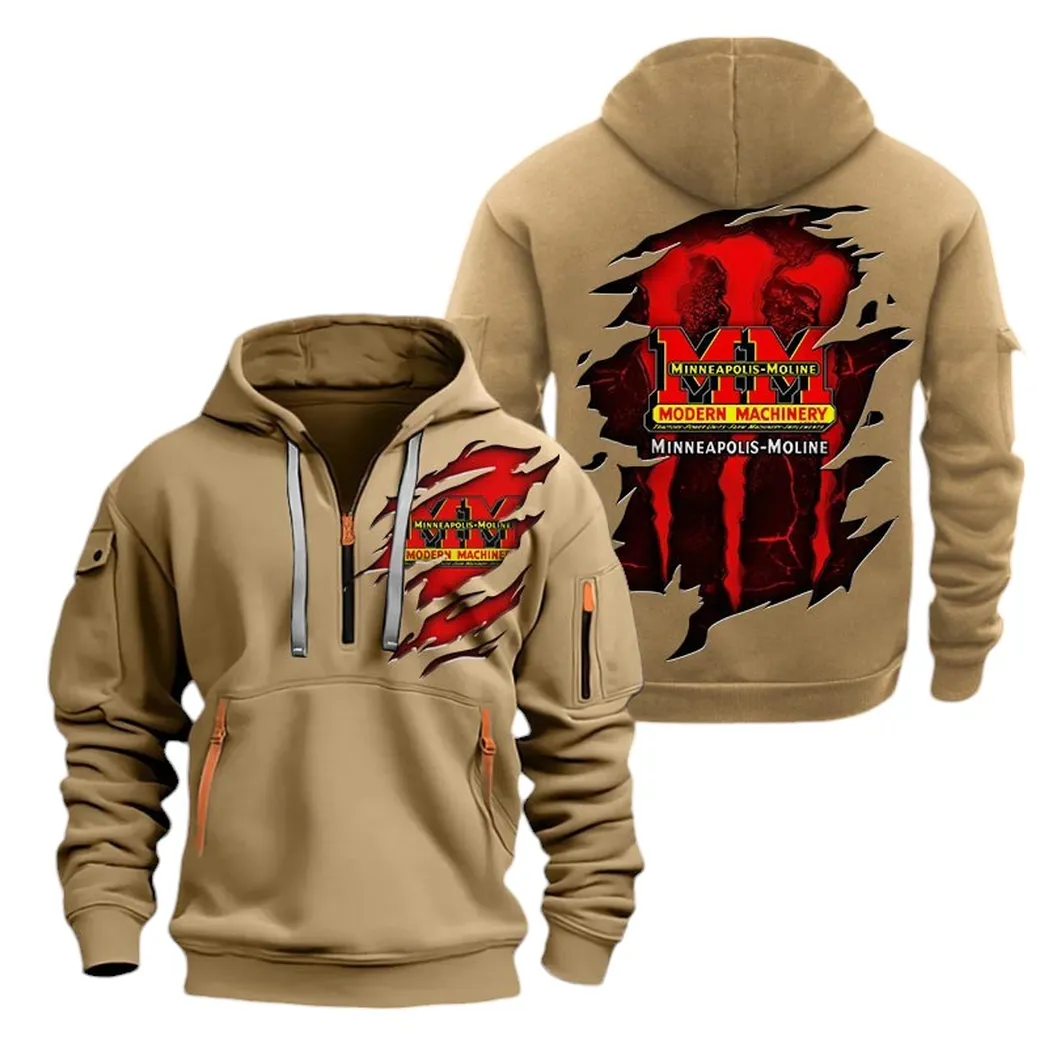 Vintage Tractor Enthusiasts Gift Hoodie Half Zipper, Warm Up Hoodie CAR032 - Khaki