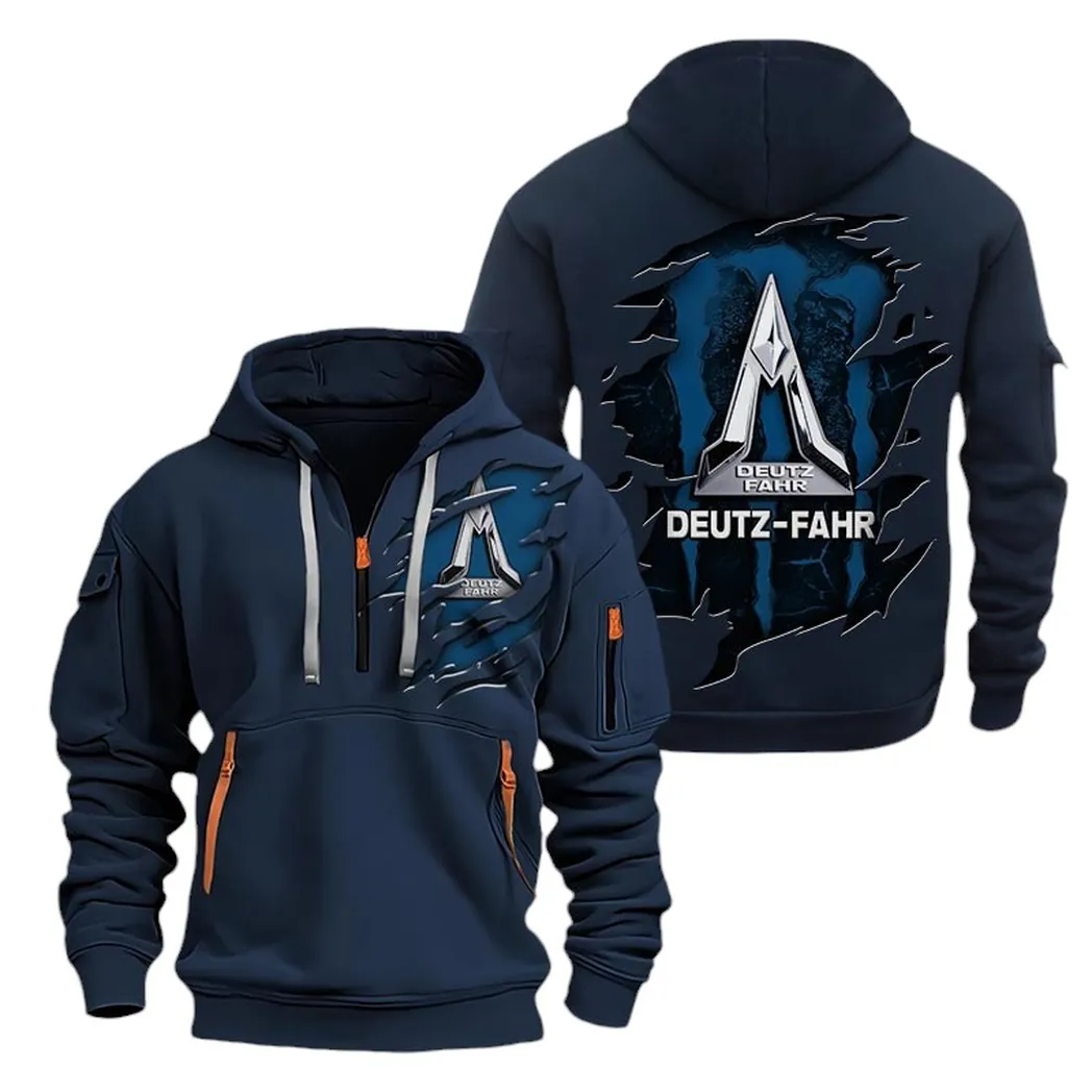 Tillage Tractor Enthusiasts Gift Hoodie Half Zipper, Game Day Half-Zip Hoodie CAR032 - Navy