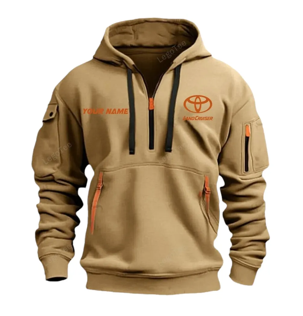 Adventure Pickup Lovers Gift Hoodie Half Zipper, Casual Sport Half-Zip Hoodie CAR042 - Khaki