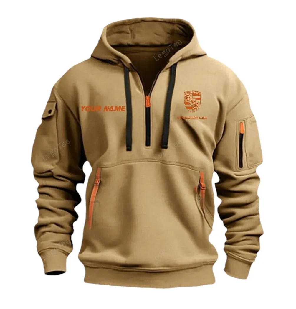 Exotic Coupe Collectors Gift Hoodie Half Zipper, Streetwear Fan Hoodie CAR042 - Khaki