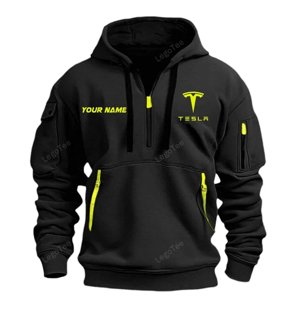 Zero-Emission Vehicle Fans Gift Hoodie Half Zipper, Modern Sport Hoodie CAR042 - Black