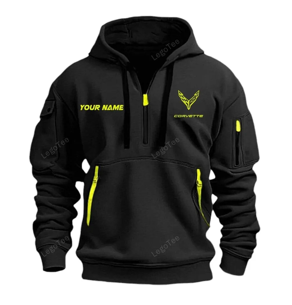 High-Performance Coupe Enthusiasts Gift Hoodie Half Zipper, All-Season Fan Half-Zip Hoodie CAR042 - Black