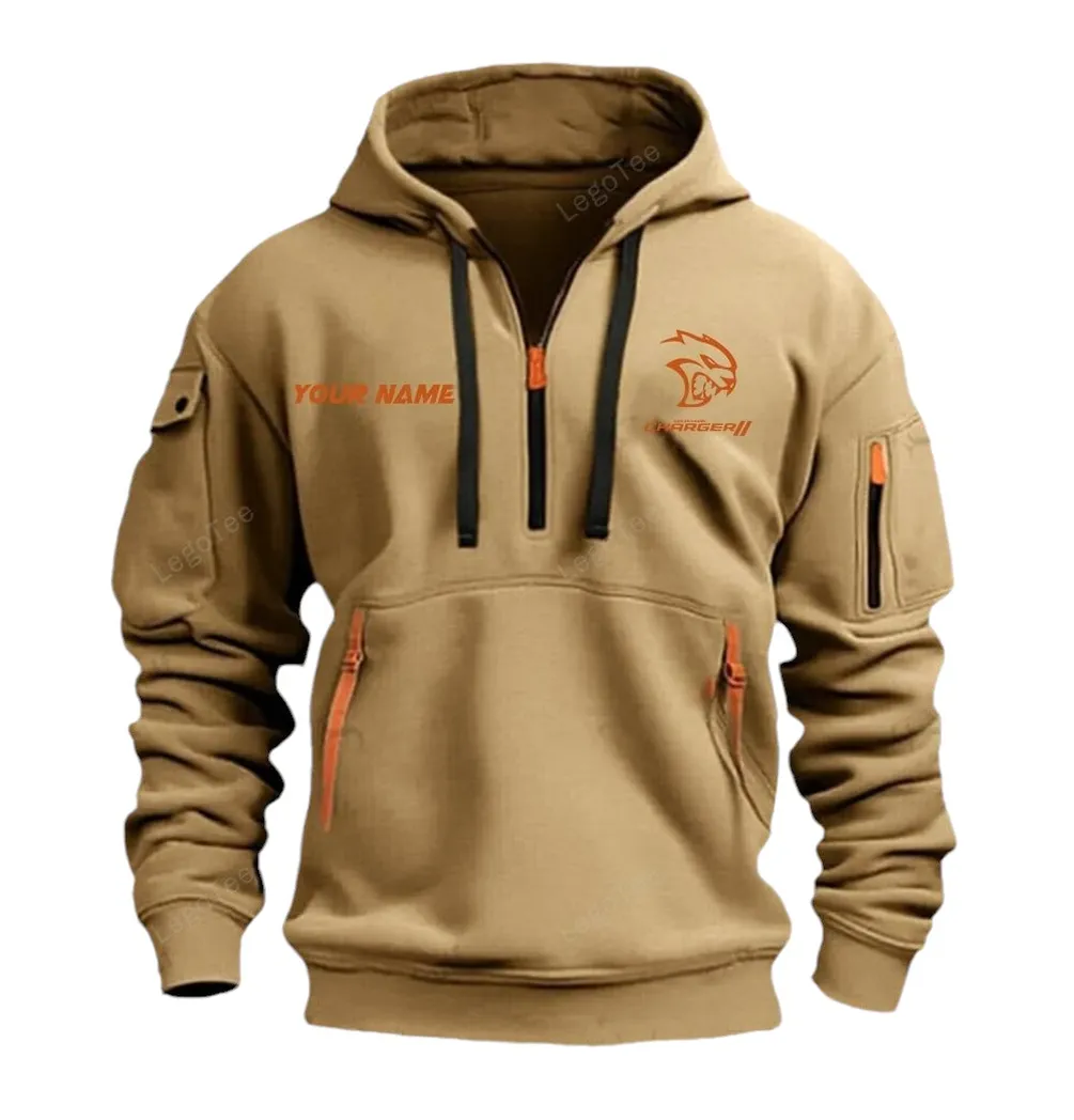Street Performance Car Fans Gift Hoodie Half Zipper, Game Day Half-Zip Hoodie CAR042 - Khaki