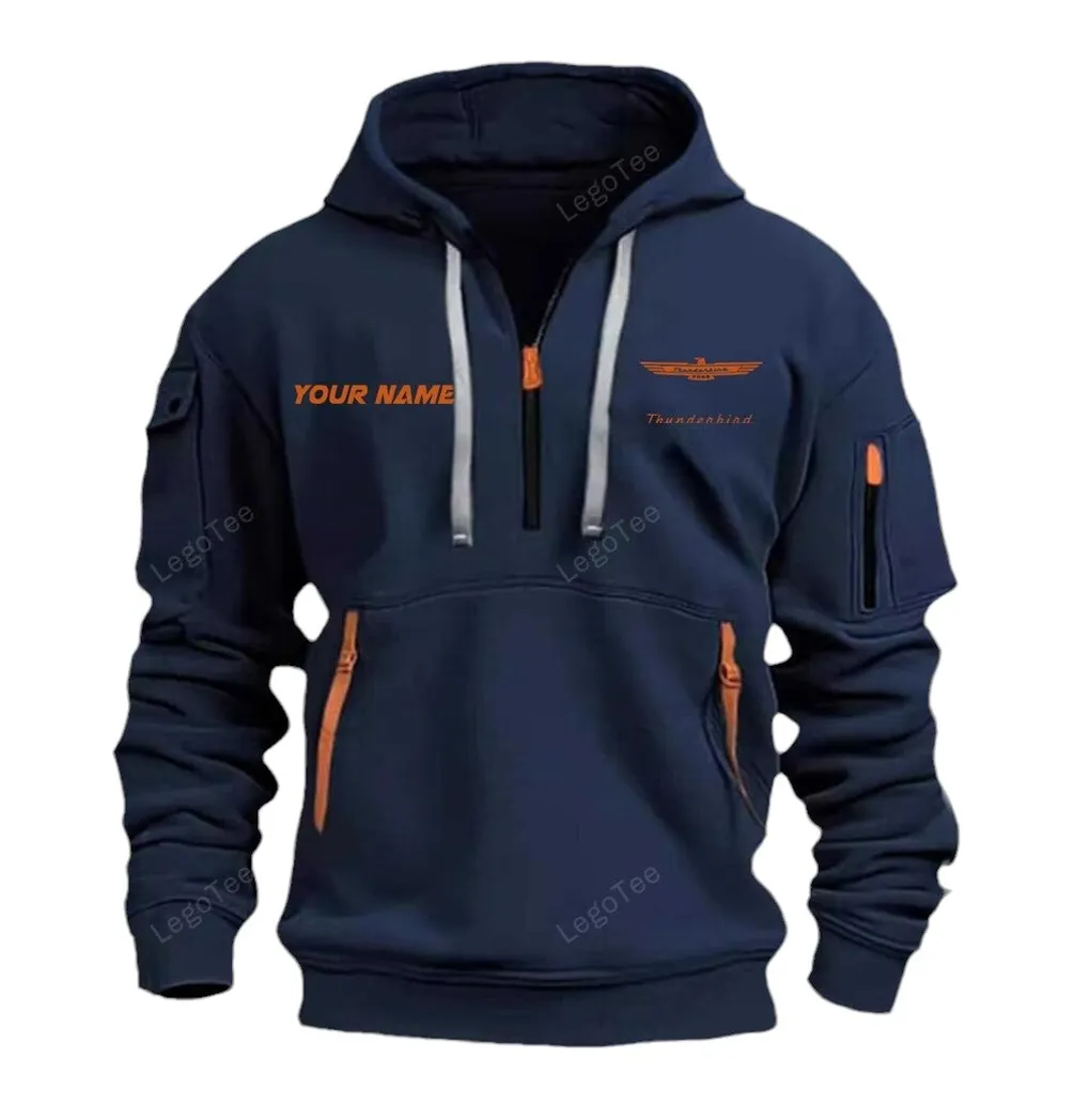 Old-School Touring Car Enthusiasts Gift Hoodie Half Zipper, Performance Fan Hoodie CAR042 - Navy