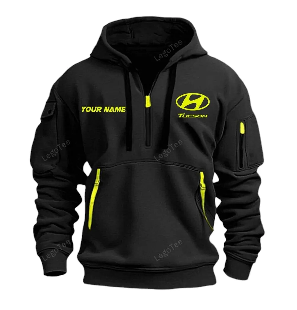 Compact SUV Collectors Gift Hoodie Half Zipper, Casual Sport Half-Zip Hoodie CAR042 - Black