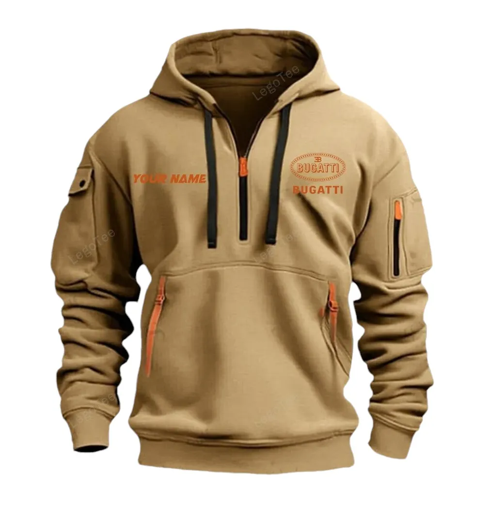 Elite Roadster Lovers Gift Hoodie Half Zipper, Casual Sport Half-Zip Hoodie CAR042 - Khaki