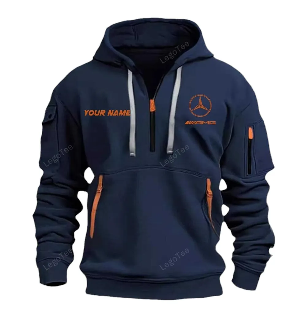 Racing Edition Car Lovers Gift Hoodie Half Zipper, Active Spirit Hoodie CAR042 - Navy