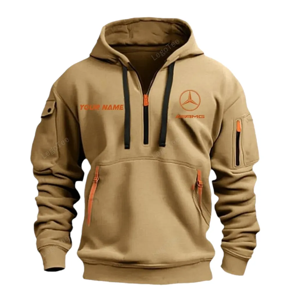 Track-Ready Car Fans Gift Hoodie Half Zipper, Supporter Spirit Hoodie CAR042 - Khaki