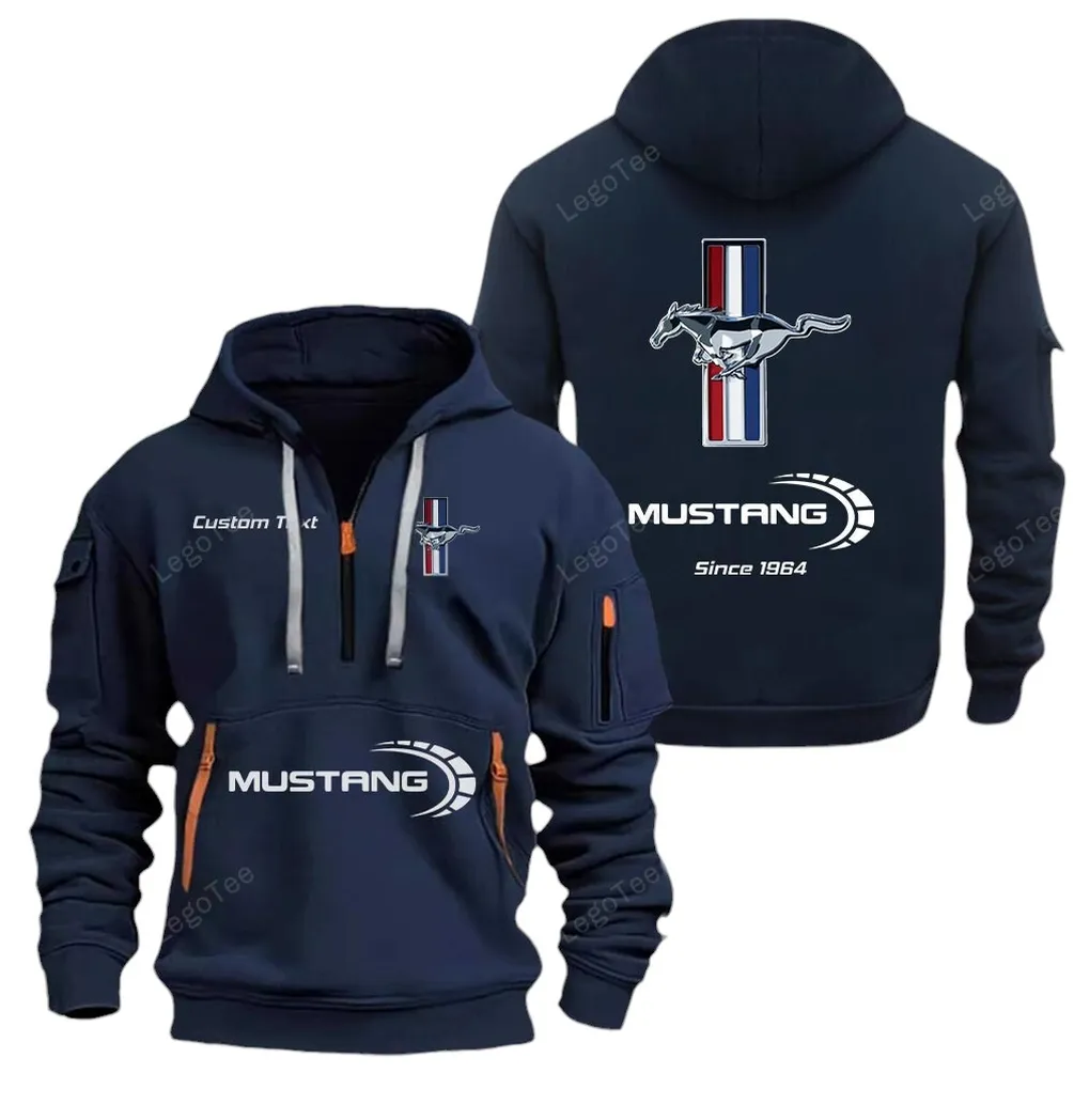 Classic American Car Collectors Gift Hoodie Half Zipper, Everyday Comfort Half-Zip Hoodie CAR052 - Navy
