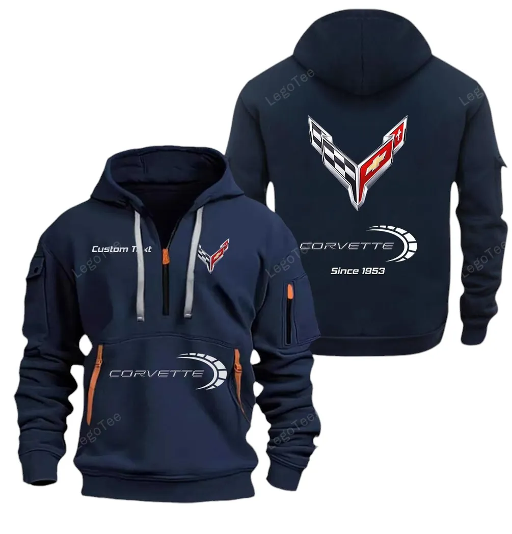American Sports Car Enthusiasts Gift Hoodie Half Zipper, Bold Energy Hoodie CAR052 - Navy