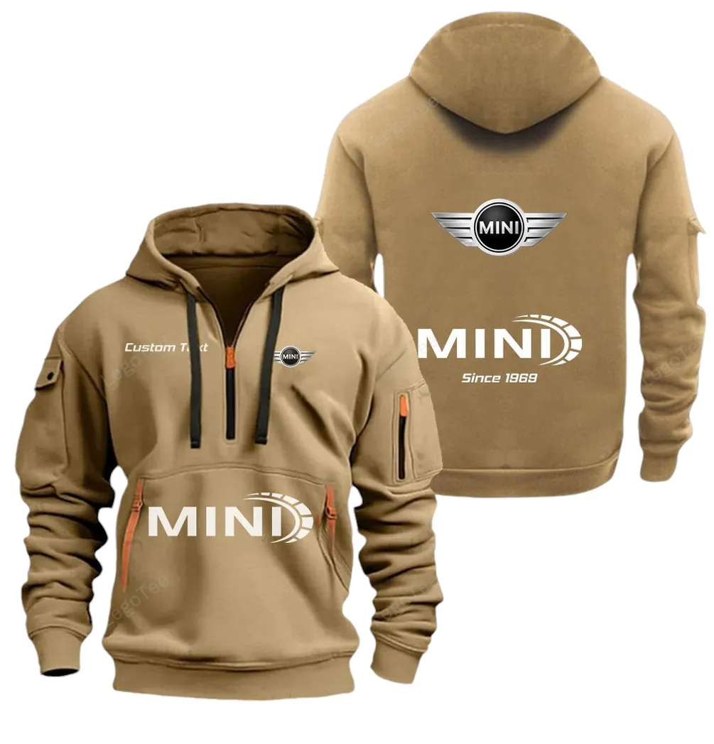 Car Retro Ride Enthusiasts Gift Hoodie Half Zipper, All-Season Fan Half-Zip Hoodie CAR052 - Khaki