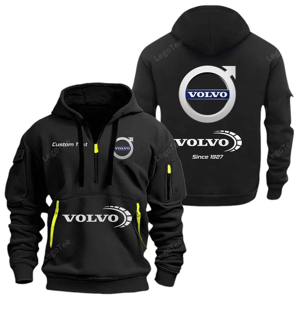 Swedish Car Brand Collectors Gift Hoodie Half Zipper, True Supporter Half-Zip Hoodie CAR052 - Black