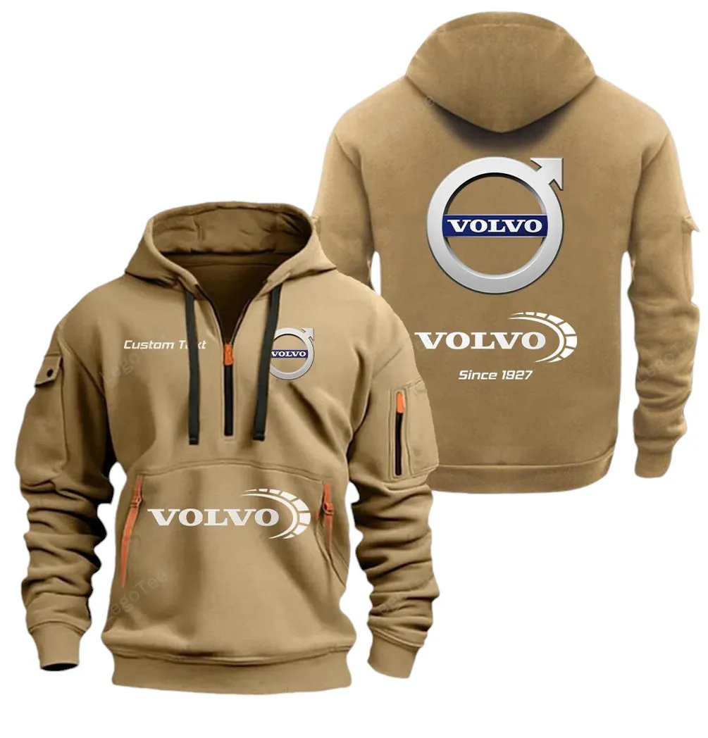 Premium European Ride Enthusiasts Gift Hoodie Half Zipper, Classic Sport Half-Zip Hoodie CAR052 - Khaki