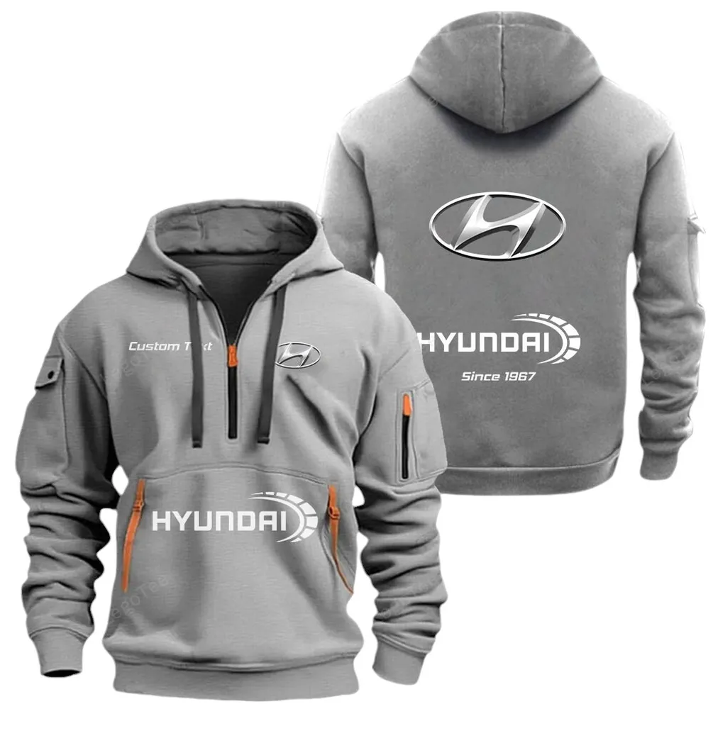 Hatchback Enthusiasts Gift Hoodie Half Zipper, Sporty Fan Half-Zip Hoodie CAR052 - Gray