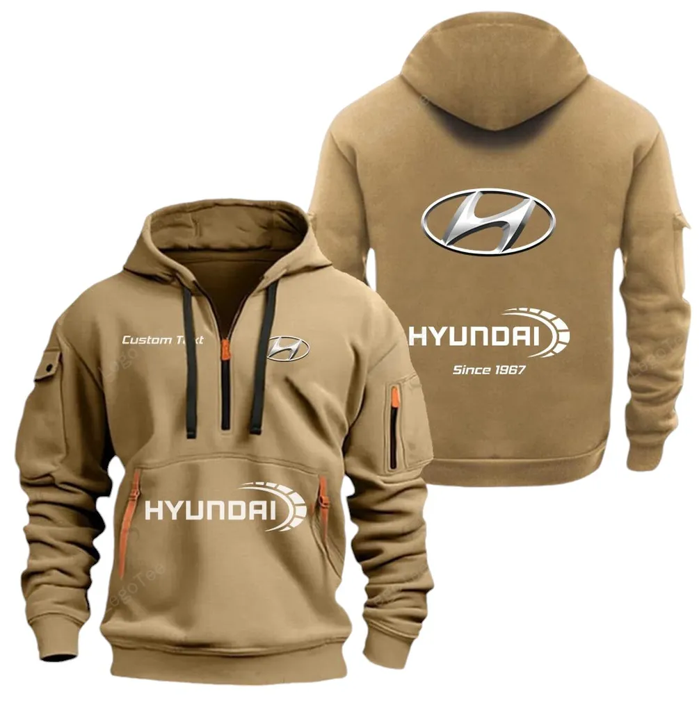 Family Car Owners Gift Hoodie Half Zipper, Everyday Comfort Half-Zip Hoodie CAR052 - Khaki