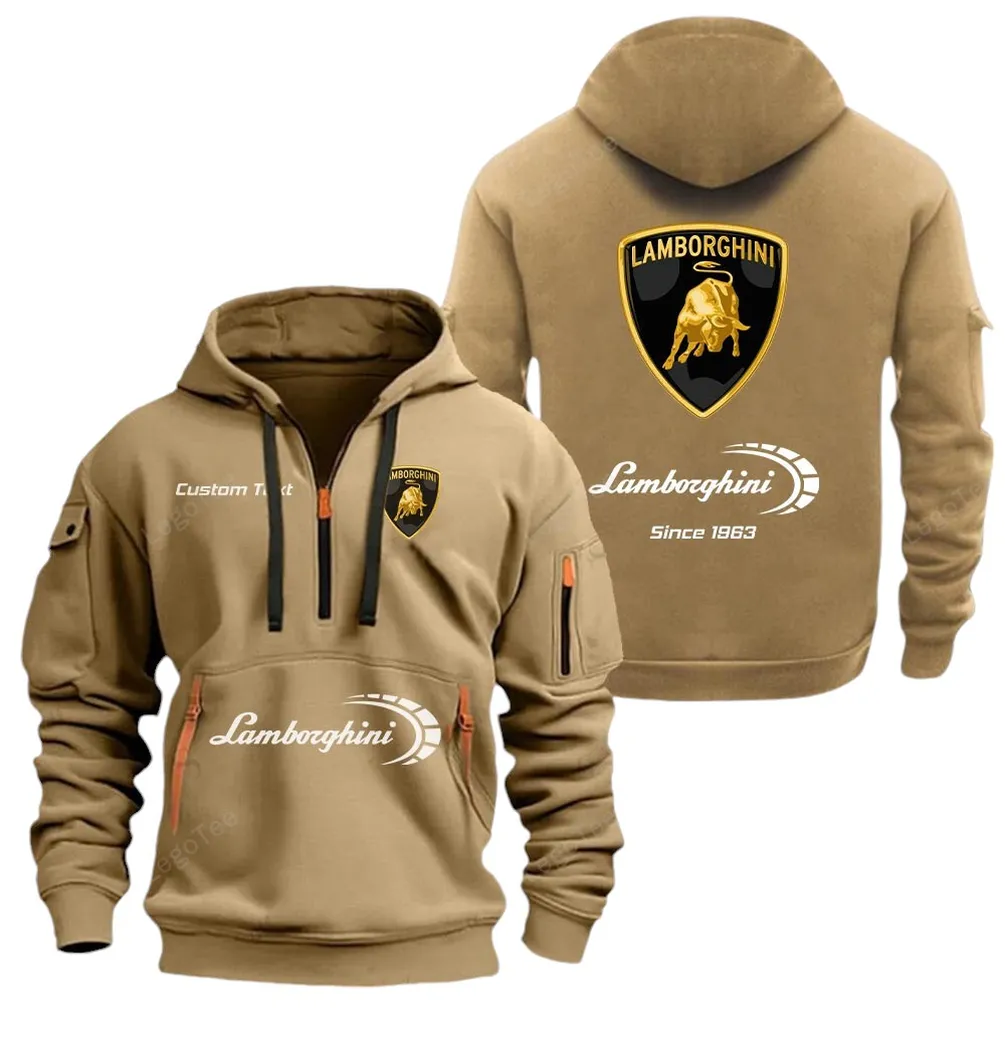 Exotic Sports Car Fans Gift Hoodie Half Zipper, Game Ready Half-Zip Hoodie CAR052 - Khaki