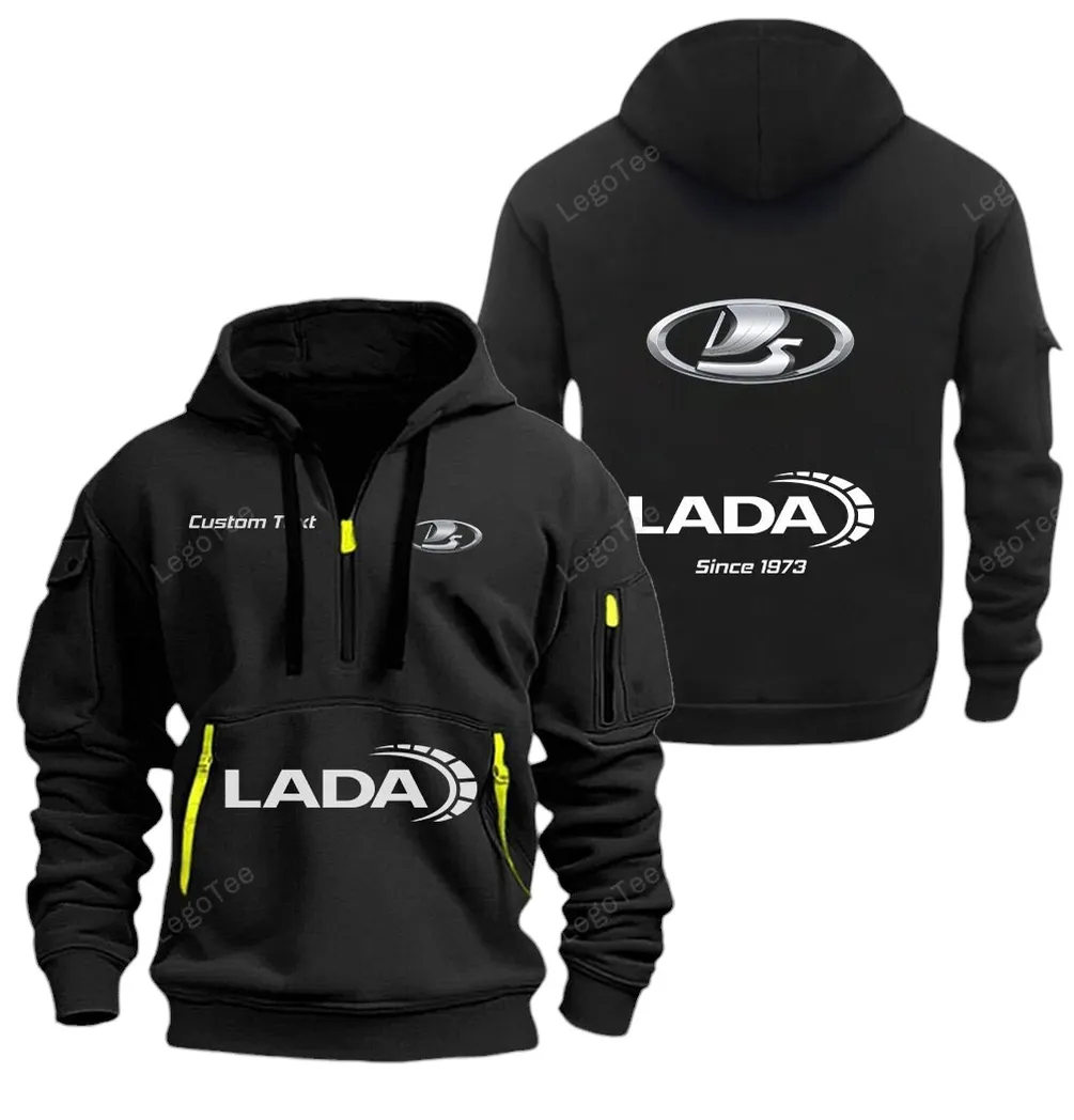 Family Car Owners Gift Hoodie Half Zipper, Casual Sport Half-Zip Hoodie CAR052 - Black