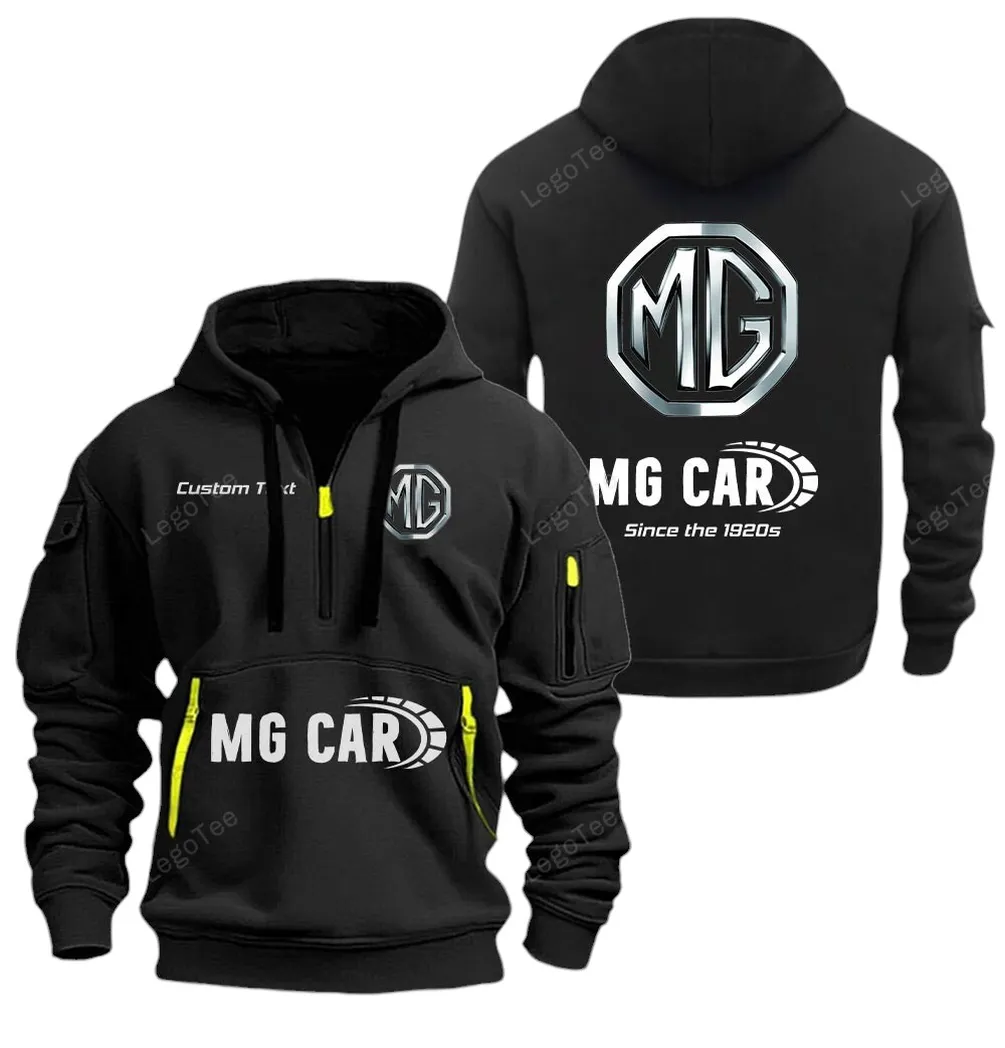 Classic British Car Enthusiasts Gift Hoodie Half Zipper, Sporty Fan Half-Zip Hoodie CAR052 - Black