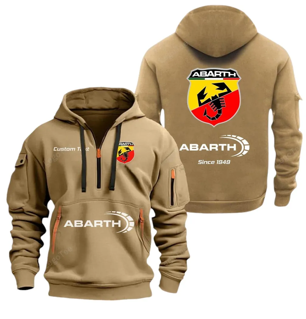 Small Performance Car Lovers Gift Hoodie Half Zipper, Casual Sport Half-Zip Hoodie CAR052 - Khaki