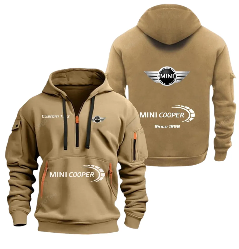 City Hatchback Collectors Gift Hoodie Half Zipper, All-Season Fan Half-Zip Hoodie CAR052 - Khaki