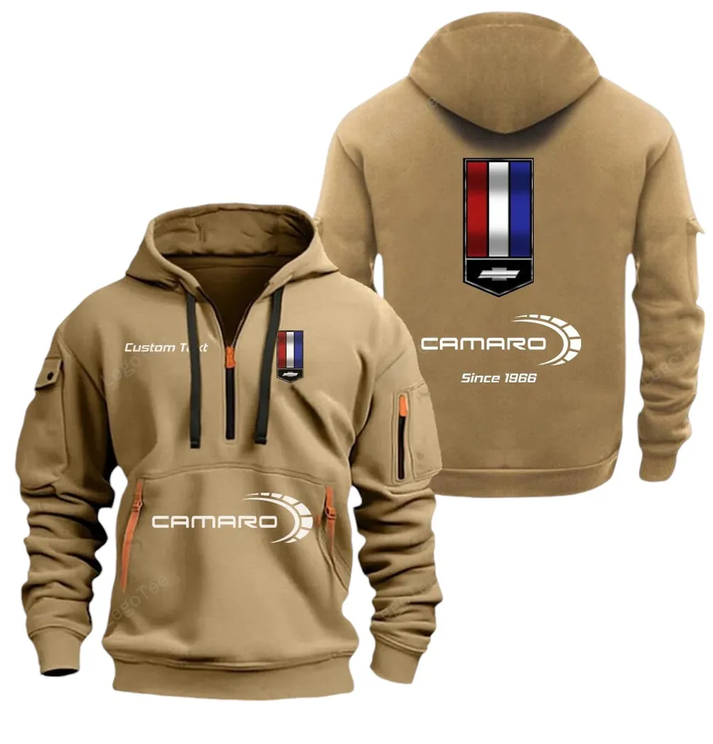 Classic Road Car Enthusiasts Gift Hoodie Half Zipper, Sport Spirit Hoodie CAR052 - Khaki